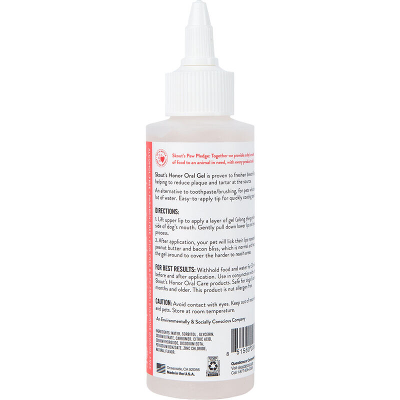 Skout's Honor Oral Care Oral Gel for Pets, Peanut Butter & Bacon, 4-oz image number null
