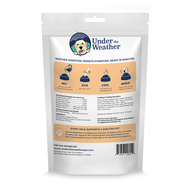 Under the Weather Bland Diet Freeze-Dried Supplemental Dog Food, Rice Chicken & Pumpkin, 6-oz image number null