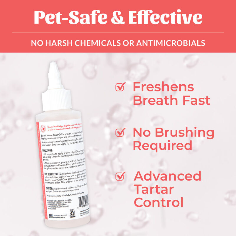 Skout's Honor Oral Care Oral Gel for Pets, Peanut Butter & Bacon, 4-oz image number null