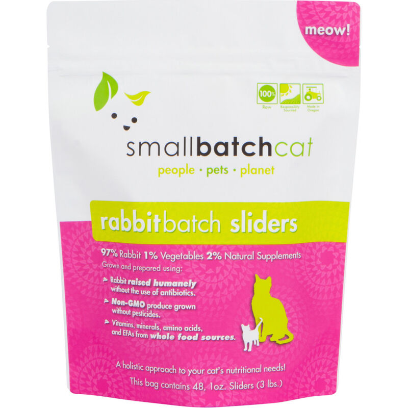 Small Batch Sliders Raw Frozen Cat Food, Rabbit, 3-lb image number null