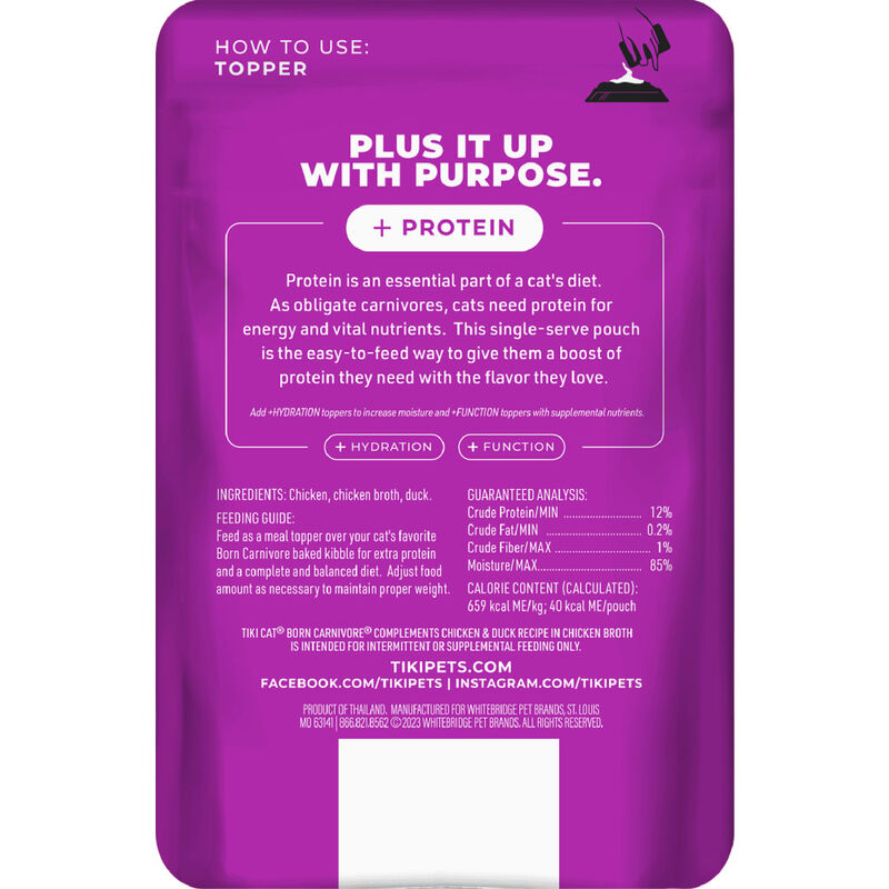Tiki Cat Born Carnivore Complements Wet Cat Food Topper, Chicken & Duck, 2.1-oz image number null