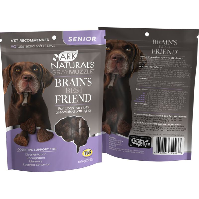 Ark Naturals Gray Muzzle Brain's Best Friend Senior Dog Treats, 90-count image number null