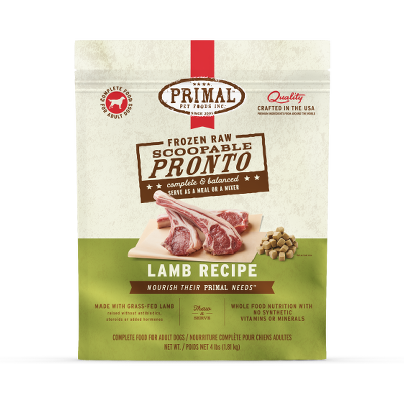 Primal Pronto Raw Frozen Dog Food, Lamb, 4-lb image number null