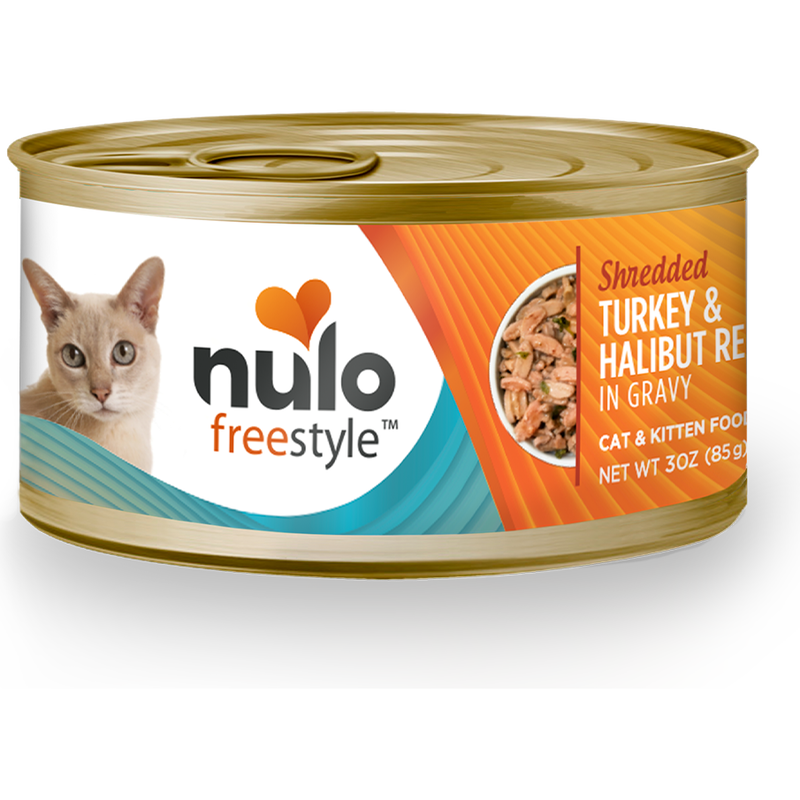 Nulo Freestyle Grain-Free Canned Cat Food, Shredded, Turkey & Halibut, 3-oz image number null