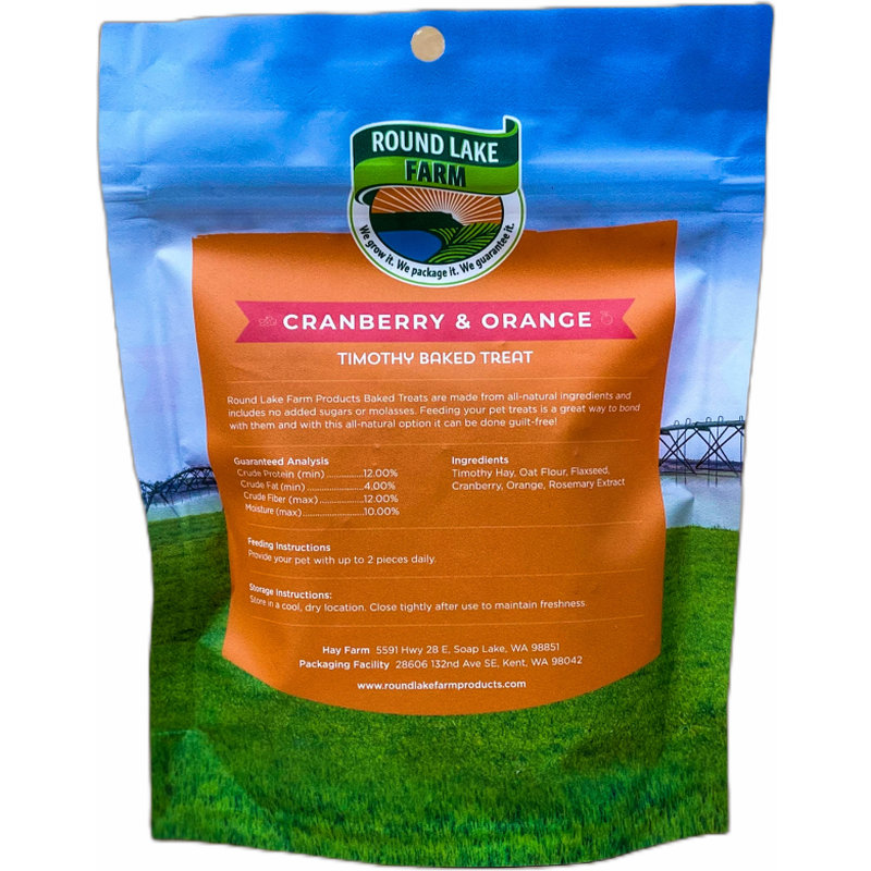 Round Lake Farm Timothy Baked Small Animal Treats, Cranberry & Orange, 3-oz image number null