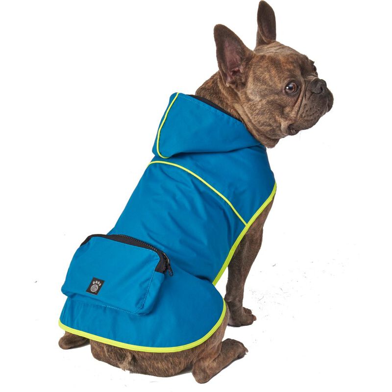 PetRageous Designs Banff Packable Dog Rain Jacket, Blue image number null