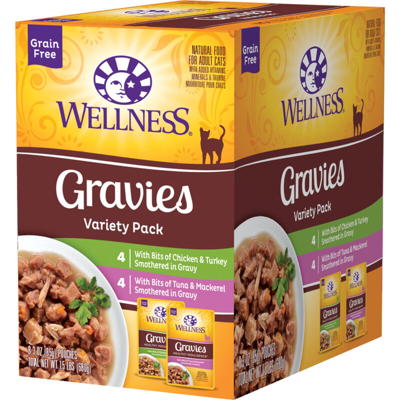 Wellness Healthy Indulgence Gravies Wet Cat Food, Variety Pack, 3-oz, 8-pack image number null