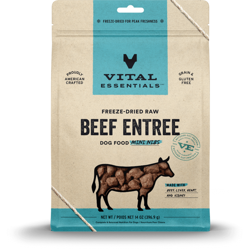 Vital Essentials Raw Freeze-Dried Dog Food, Beef, Mini Nibs, 14-oz image number null