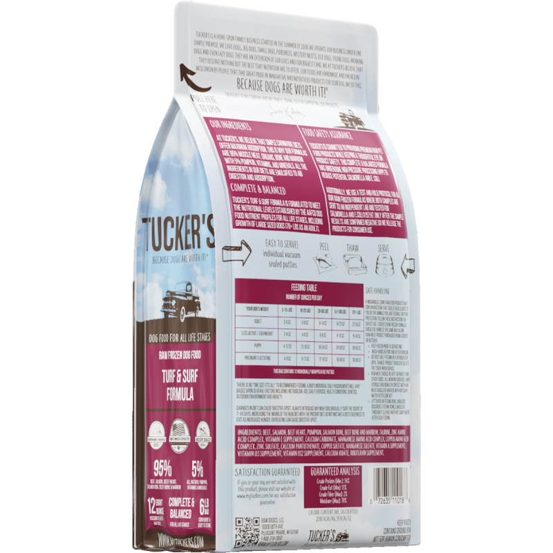 Tucker's Raw Frozen Dog Food, Turf & Surf, 6-lb image number null