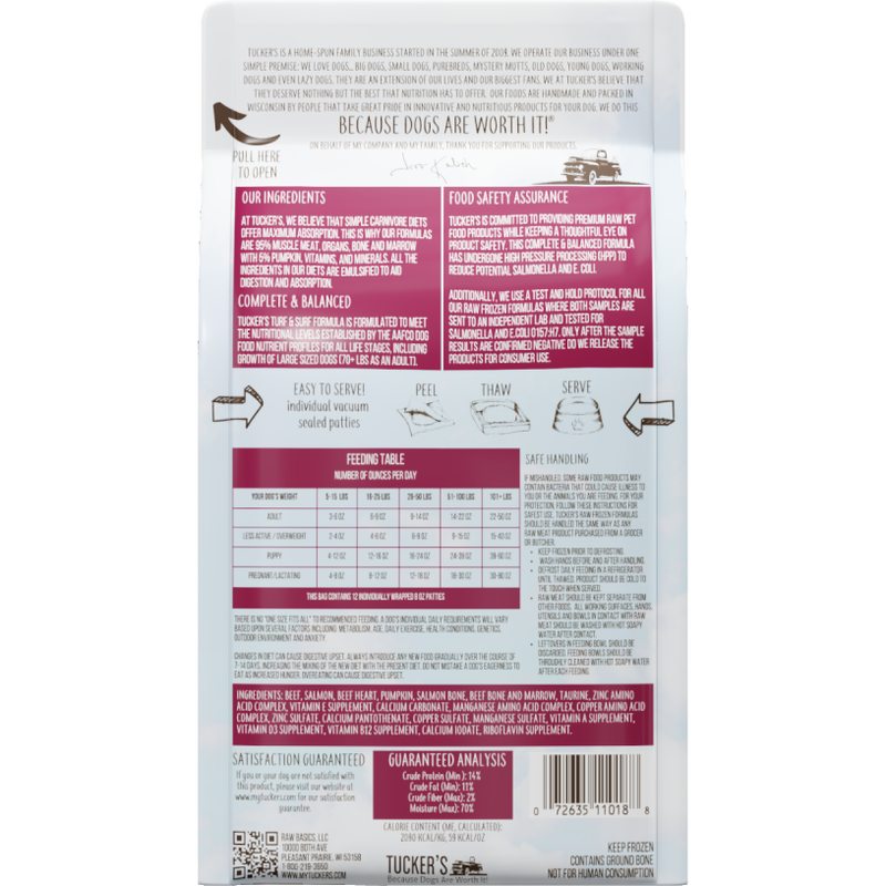 Tucker's Raw Frozen Dog Food, Turf & Surf, 6-lb image number null