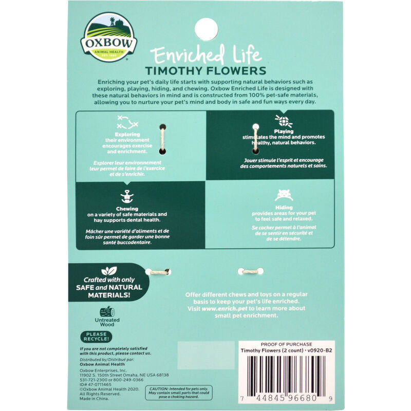 Oxbow Enriched Life Small Animal Chew Toy, Timothy Flowers image number null