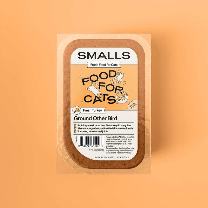 Smalls Gently Cooked Frozen Cat Food, Ground Other Bird, Turkey & Turkey Liver, 5-oz image number null
