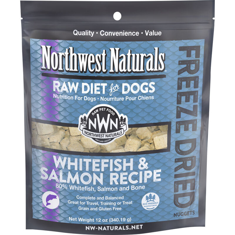 Northwest Naturals Raw Freeze-Dried Dog Food, Nuggets, Whitefish & Salmon, 12-oz image number null