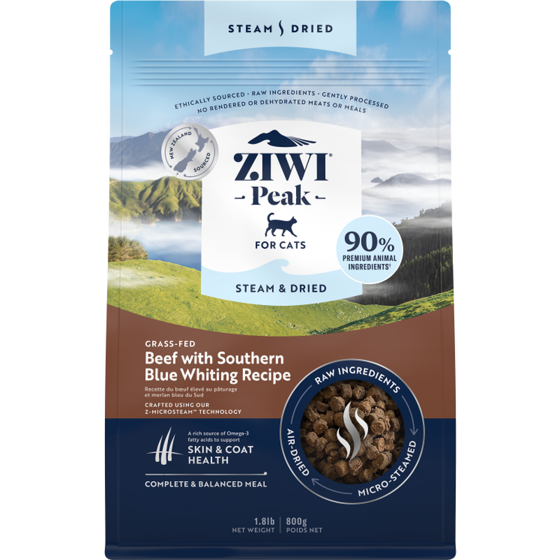 ZIWI Peak Steam & Dried Cat Food, Beef & Blue Whiting image number null