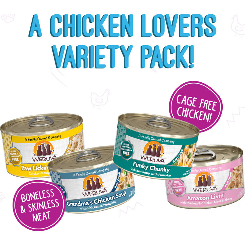 Weruva Classic Canned Cat Food, Variety Pack, Meow You Doin'?, 3-oz, 12-pack image number null