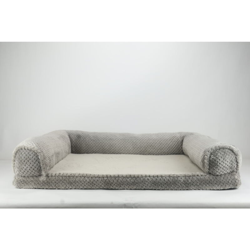 Arlee Pet Products Rectangle Bolster Dog Bed, Stone, 36-in image number null