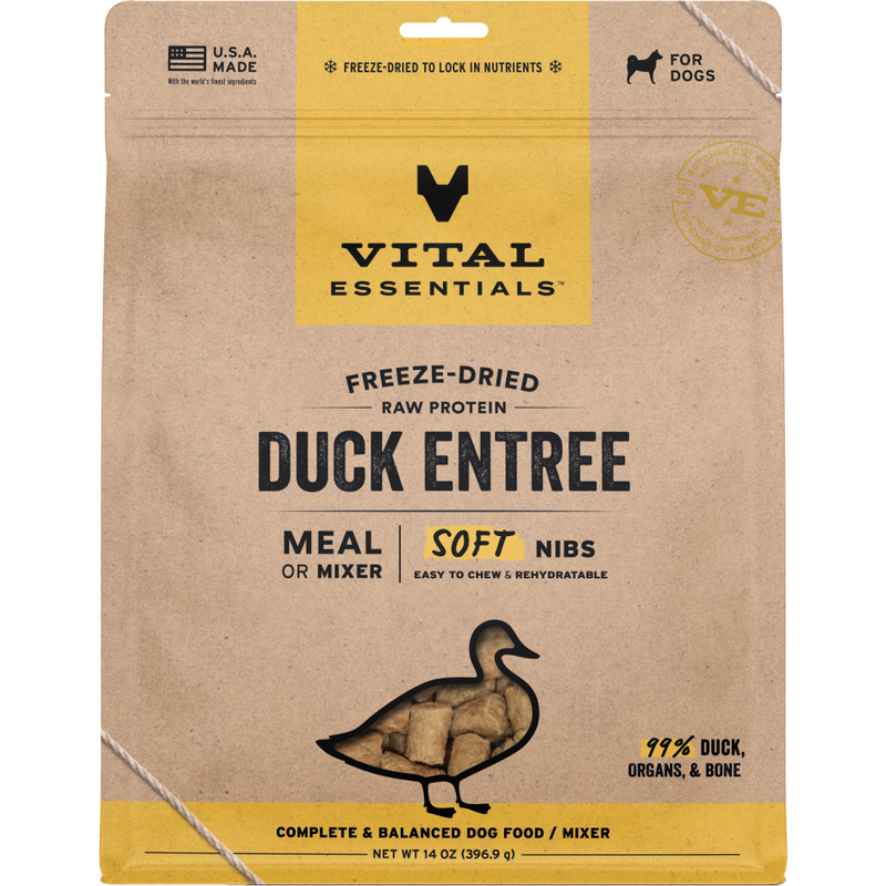 Vital Essentials Raw Freeze-Dried Dog Food, Duck, Soft Nibs, 14-oz image number null