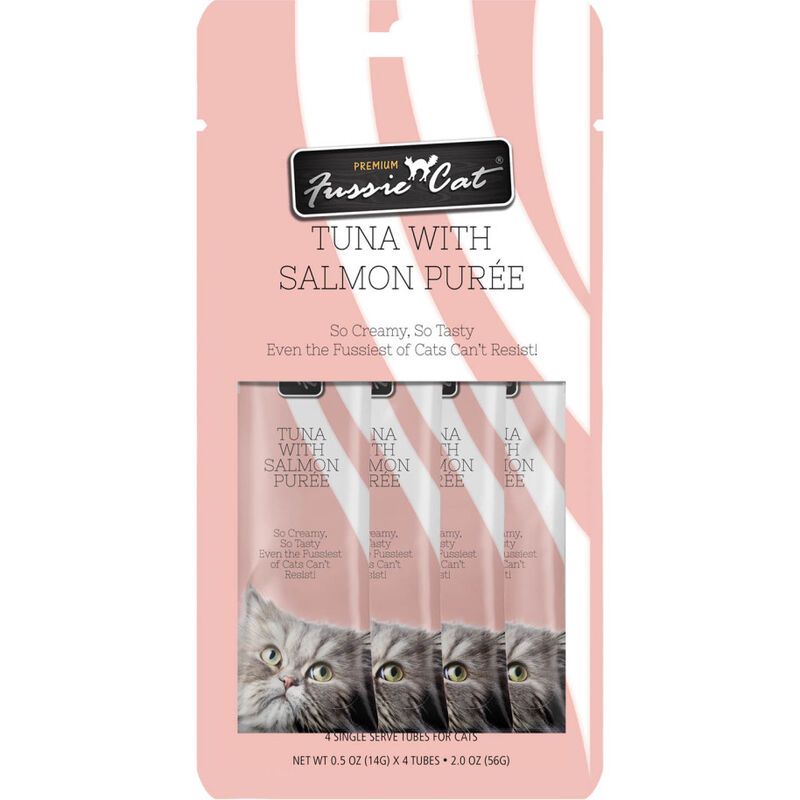 Fussie Cat Premium Puree Cat Treat, Tuna & Salmon, 4-count image number null