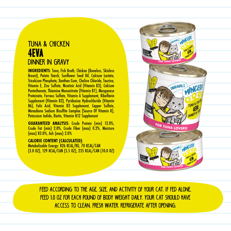 B.F.F. Best Feline Friend Originals Minced! Canned Cat Food, Tuna & Chicken 4Eva image number null