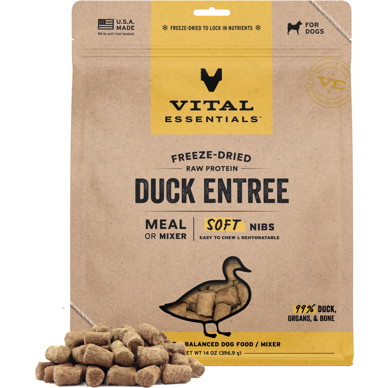 Vital Essentials Raw Freeze-Dried Dog Food, Duck, Soft Nibs, 14-oz image number null