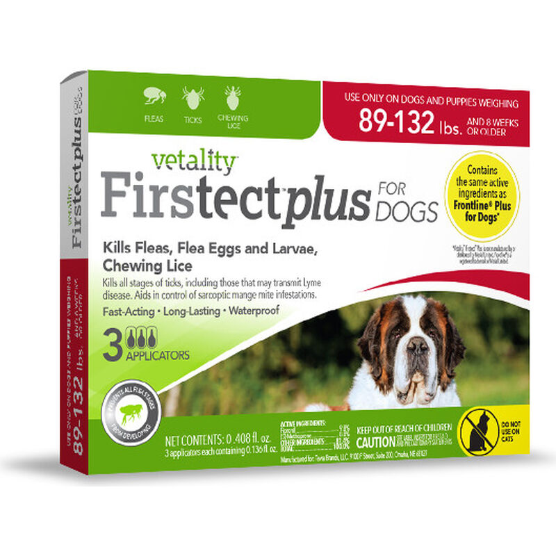 Vetality Firstect Flea & Tick Spot Treatment for Dogs 89-132 lbs, 3-pack image number null