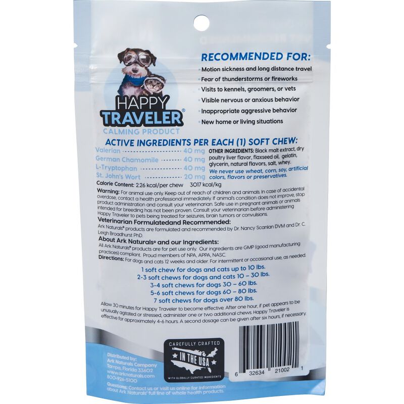 Ark Naturals Happy Traveler Soft Chews Dog & Cat Calming Supplement, 75-count image number null