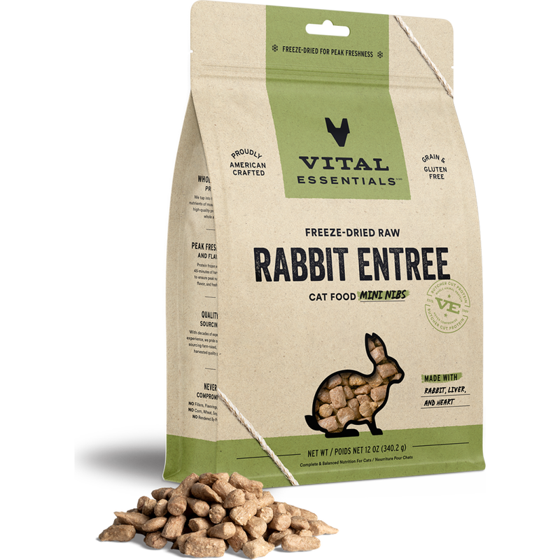 Vital Essentials Raw Freeze-Dried Cat Food, Rabbit, Mini Nibs, 12-oz image number null