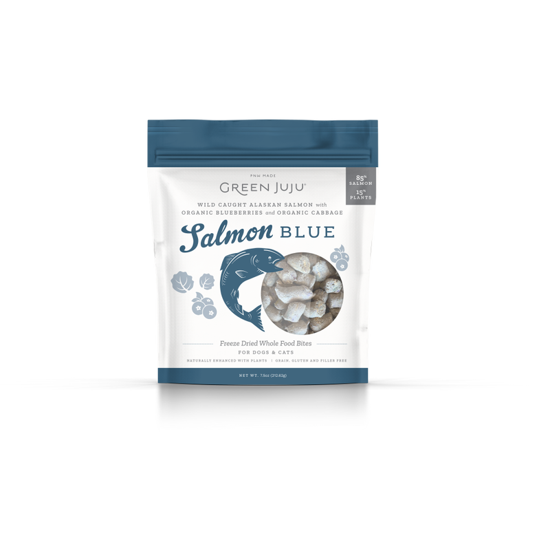 Green Juju Freeze-Dried Dog & Cat Food Topper, Salmon Blue, 7.5-oz image number null