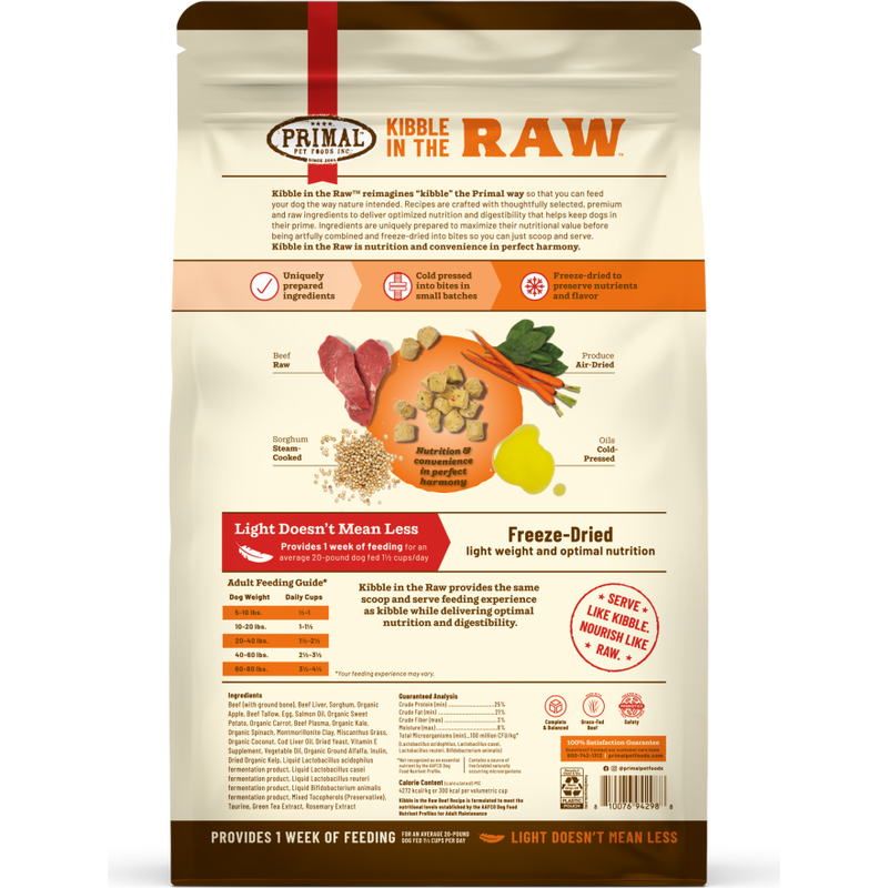 Primal Kibble in the Raw Freeze-Dried Dog Food, Beef image number null