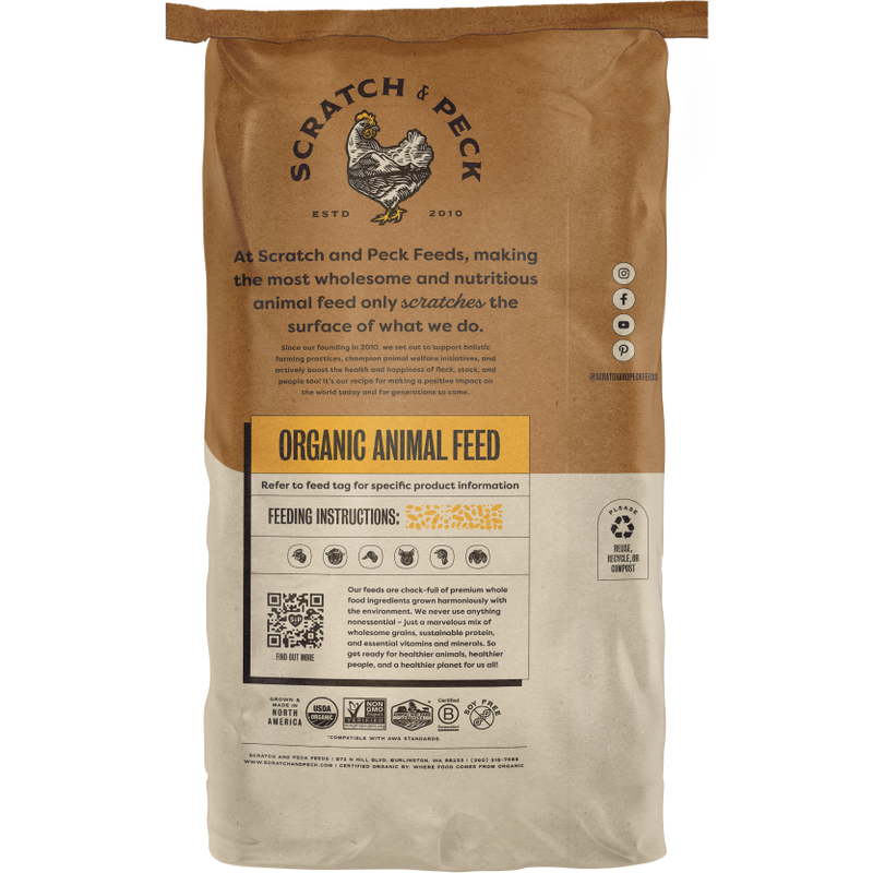 Scratch and Peck Feeds Organic Chicken & Duck Feed, Layer Mash 16% + Corn, 40-lb image number null