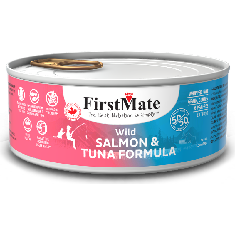 FirstMate 50/50 Grain-Free Canned Cat Food, Salmon & Tuna, 5.5-oz image number null