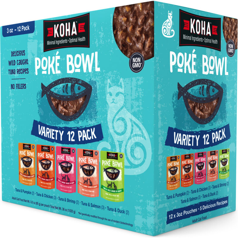 Koha Poke Bowl Wet Cat Food, Variety Pack, 3-oz, 12-pack image number null