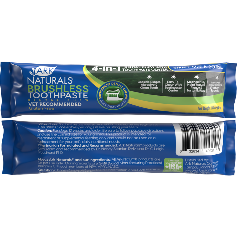 Ark Naturals Brushless Toothpaste Dog Dental Chews, Small, 1-count image number null