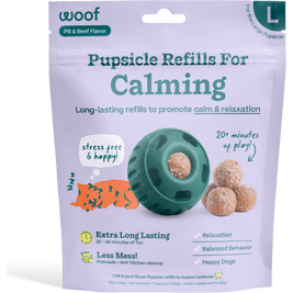 Woof Pupsicle Refill Pops, Calming, Peanut Butter & Beef