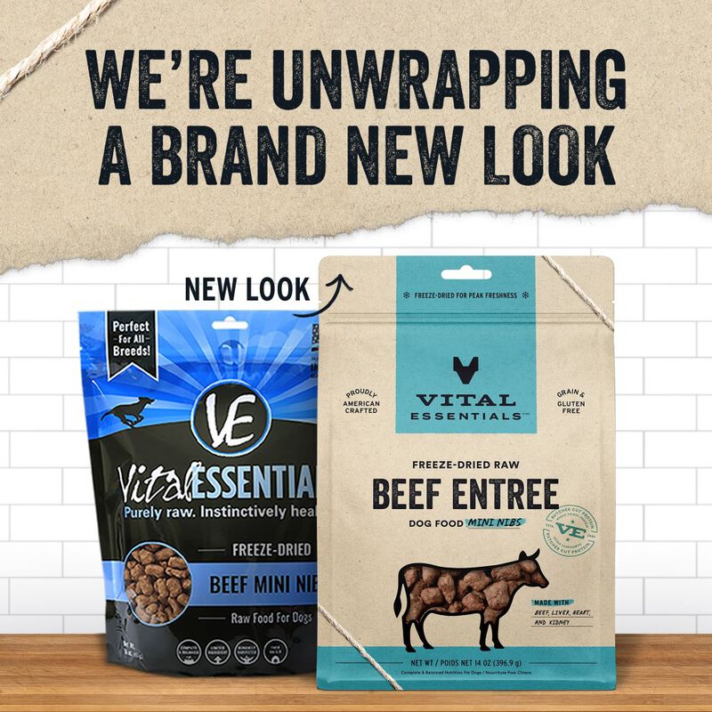 Vital Essentials Raw Freeze-Dried Dog Food, Beef, Mini Nibs, 14-oz image number null