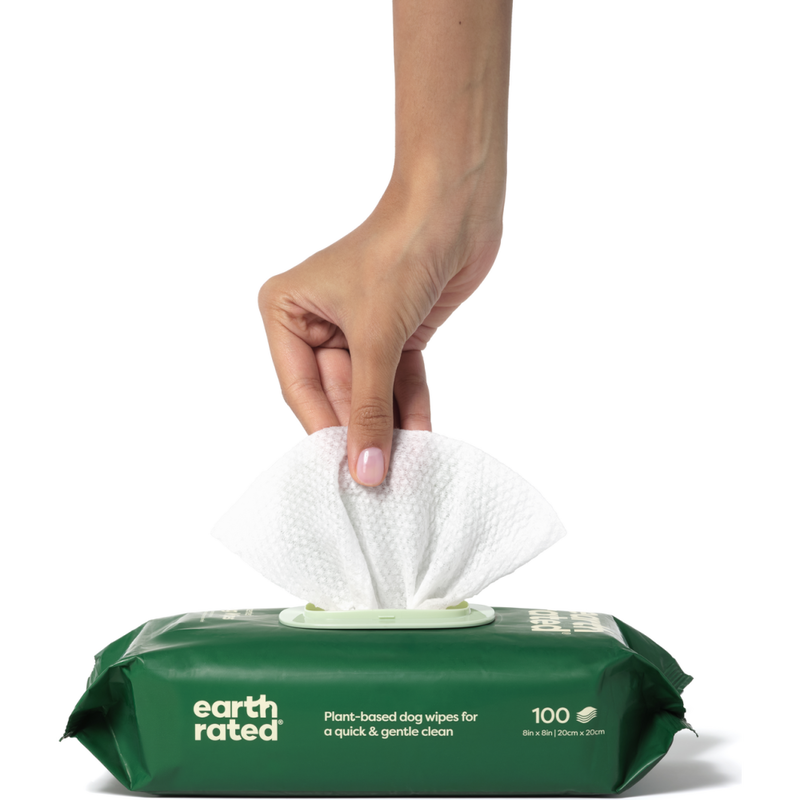 Earth Rated Compostable Pet Grooming Wipes, Unscented, 100-count image number null