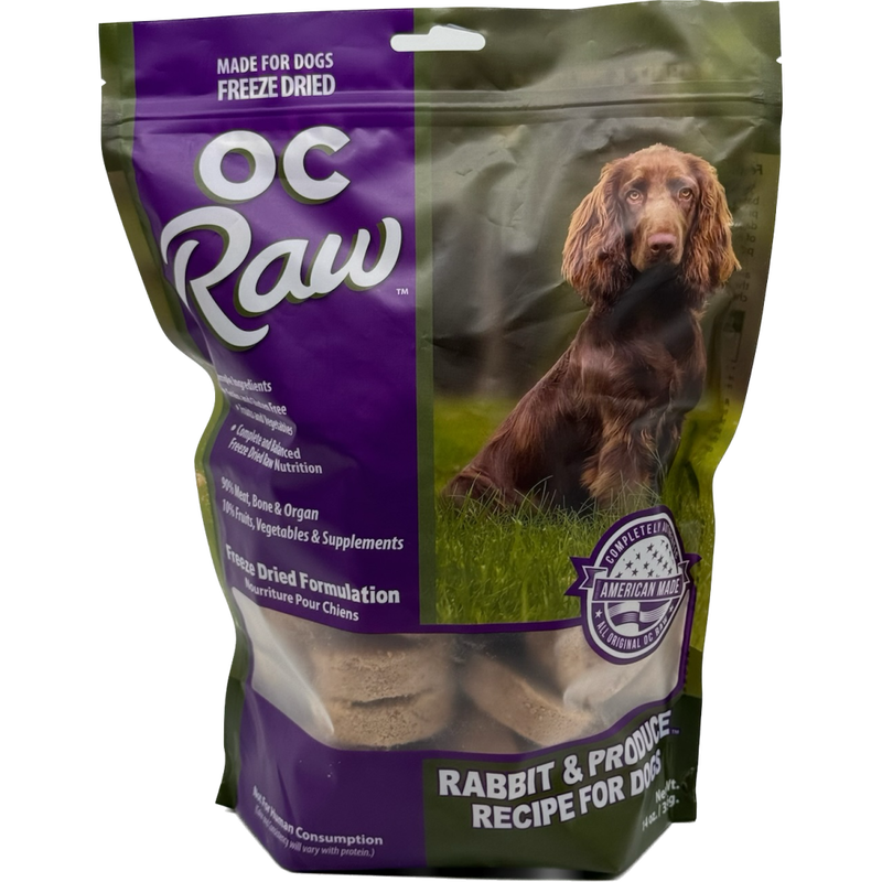 OC Raw Freeze Dried Dog Food, Rabbit and Produce, 14-oz image number null