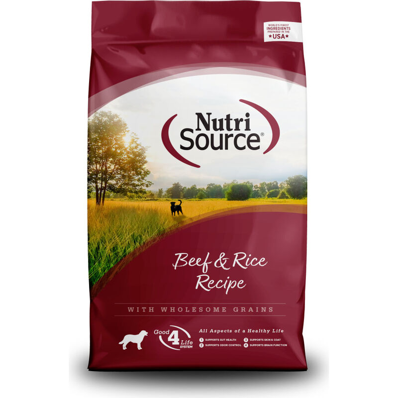 NutriSource Grain Inclusive Dry Dog Food, Beef & Rice image number null