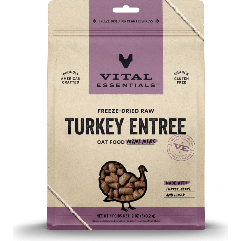Vital Essentials Raw Freeze-Dried Cat Food, Turkey, Mini Nibs, 12-oz image number null