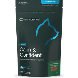 VetriScience Calm & Confident Soft Chews Cat Supplement, Chicken, 30-count
