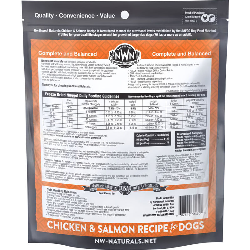 Northwest Naturals Raw Freeze-Dried Dog Food, Nuggets, Chicken & Salmon image number null