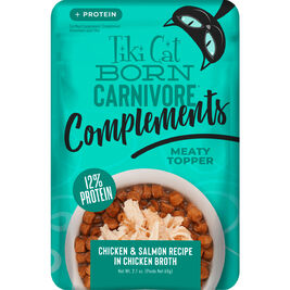 Tiki Cat Born Carnivore Complements Wet Cat Food Topper, Chicken & Salmon, 2.1-oz