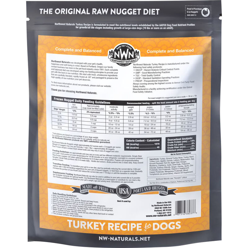 Northwest Naturals Raw Frozen Dog Food, Nuggets, Turkey, 6-lb image number null