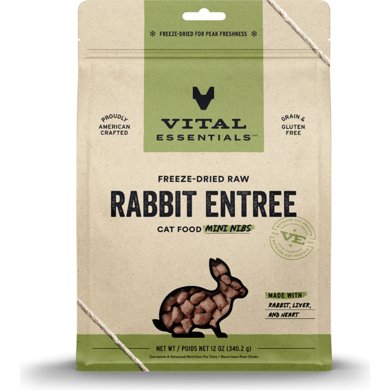 Vital Essentials Raw Freeze-Dried Cat Food, Rabbit, Mini Nibs, 12-oz image number null