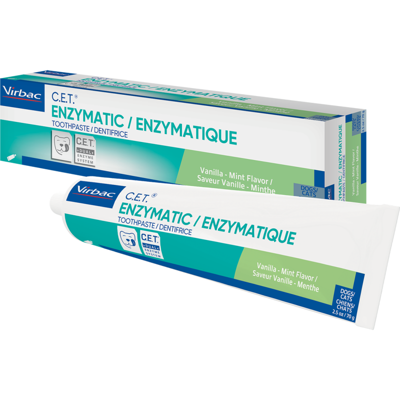 Virbac C.E.T. Enzymatic Dog & Cat Toothpaste, Vanilla-Mint Flavor, 70-g image number null