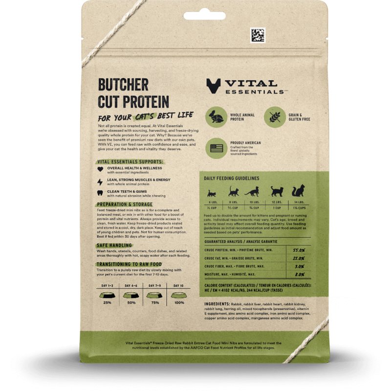 Vital Essentials Raw Freeze-Dried Cat Food, Rabbit, Mini Nibs, 12-oz image number null
