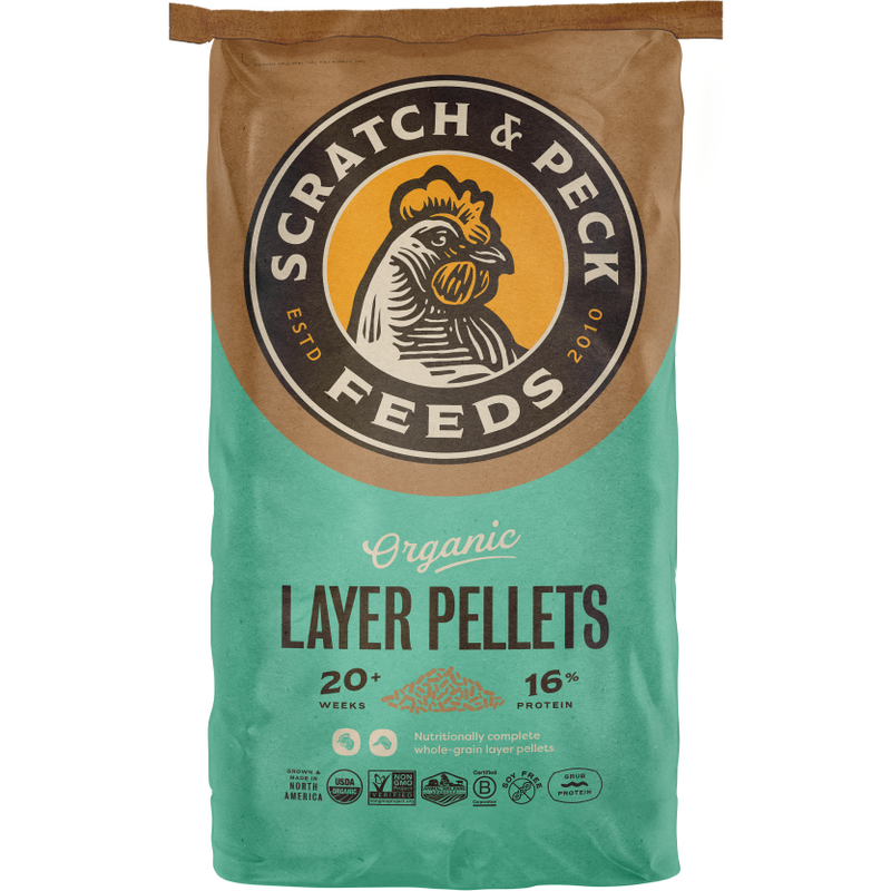 Scratch and Peck Feeds Organic Chicken & Duck Feed, Layer Pellets 16%, 35-lb image number null