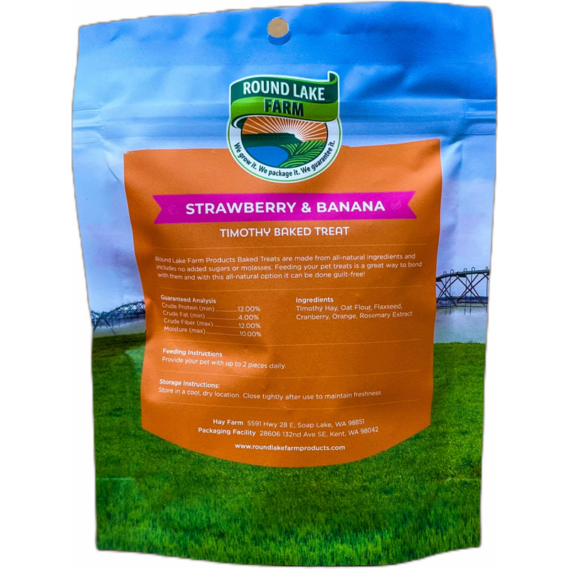Round Lake Farm Timothy Baked Small Animal Treats, Strawberry & Banana, 3-oz image number null