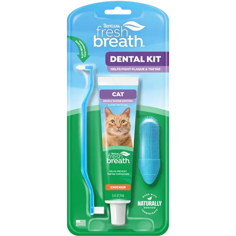 Tropiclean Fresh Breath Dental Kit for Cats, Chicken image number null