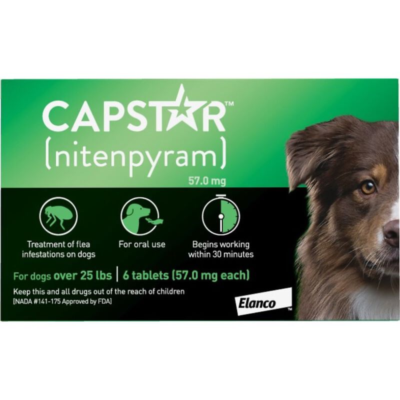 Capstar Oral Flea Treatment for Dogs 26-125 lbs, 6-pack image number null